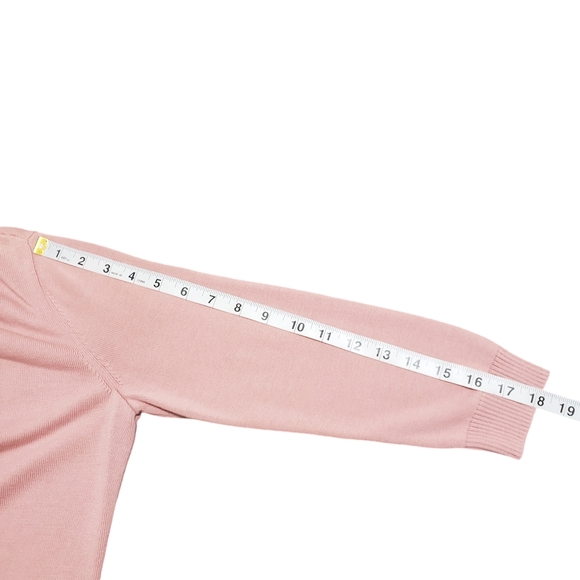 Talbots 3/4 Sleeve Front Pocket Zipper Back Sweater Pink Sz Small - Picture 9 of 13